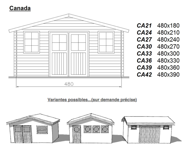 Abri jardin bois Toronto 2 - 23,52 m² - 4.20 x 5.60 x 3.62 m - 70 mm 51590